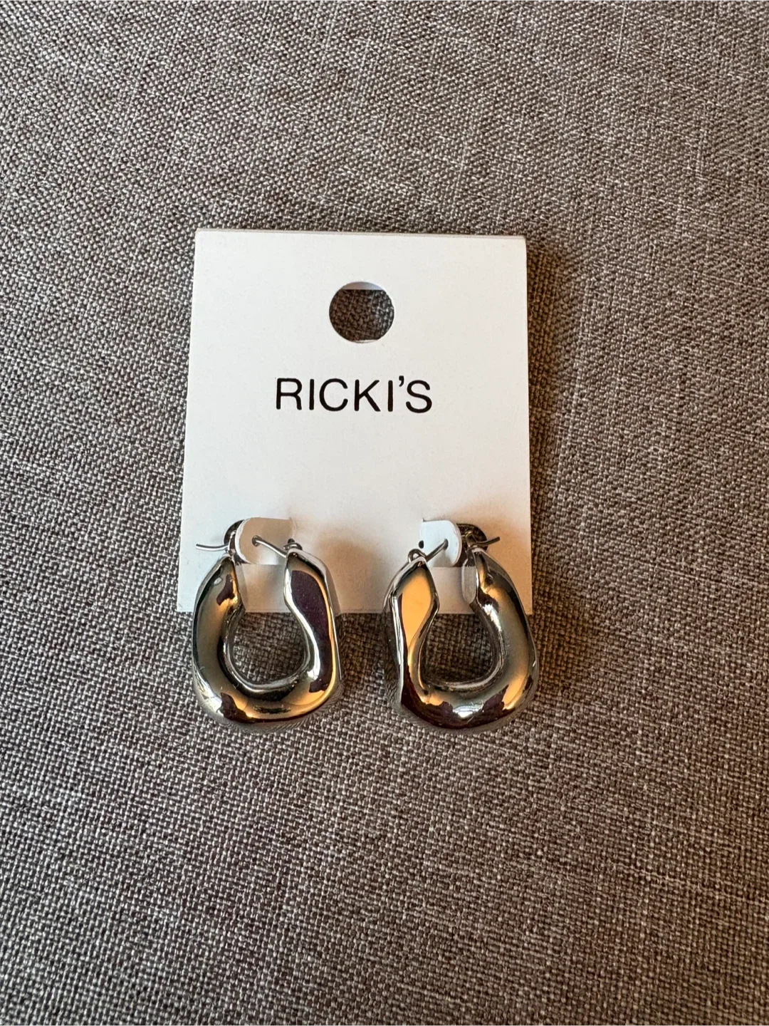 Ricki's Silver Hoop Earrings - New on Card image indicator(2)