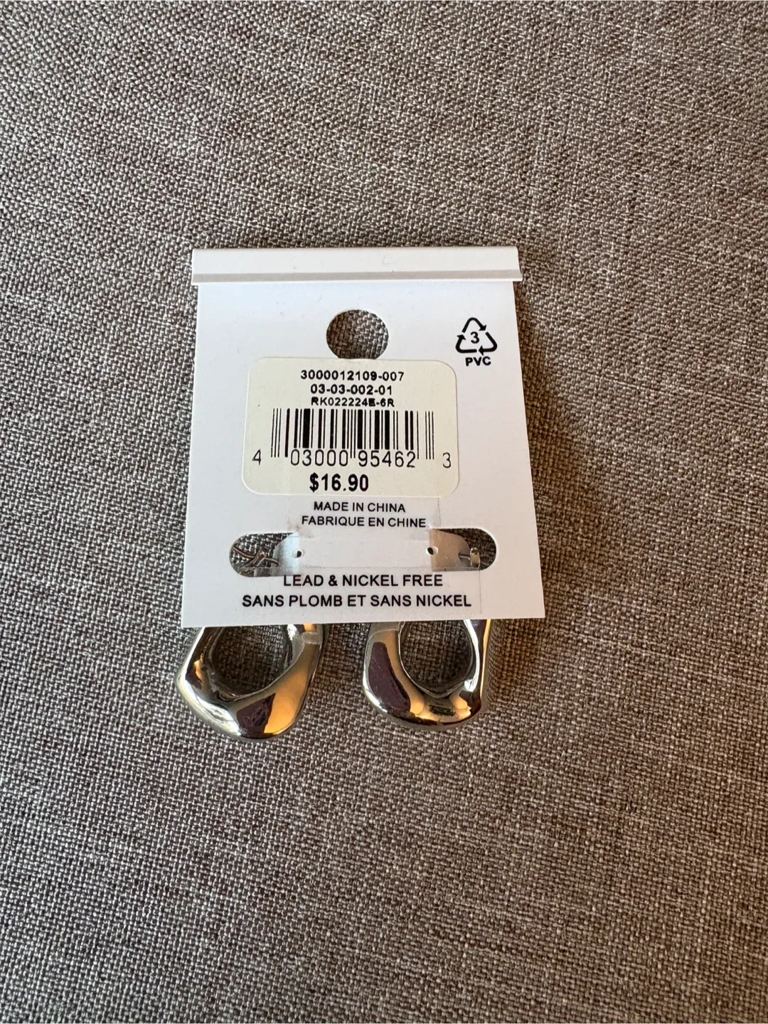 Ricki's Silver Hoop Earrings - New on Card