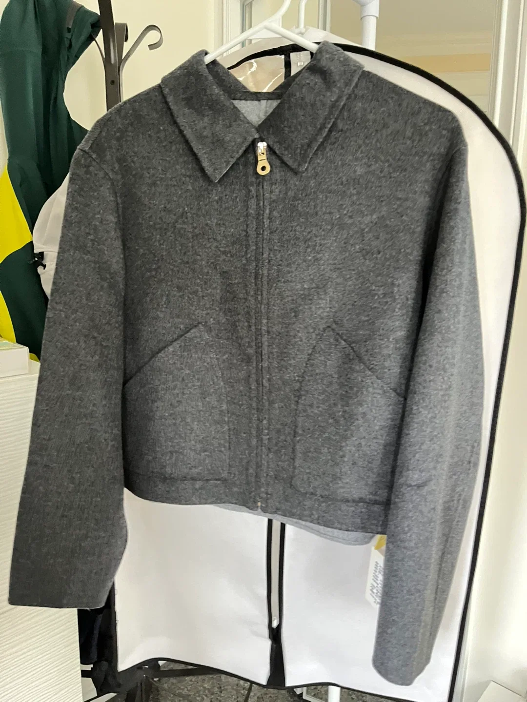 Grey Wool Blend Cropped Jacket image indicator(2)