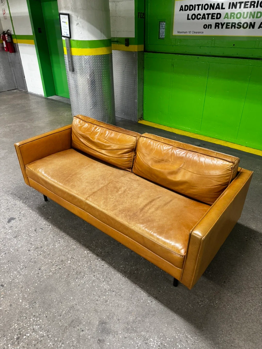 West Elm Axel Leather Sofa -Free Delivery