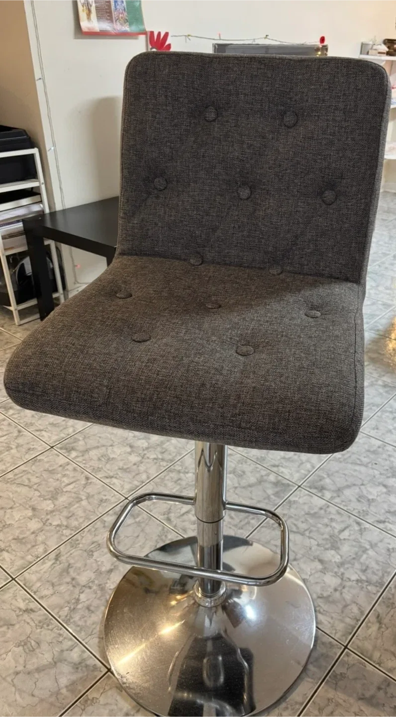 Grey Adjustable Height Bar Stool