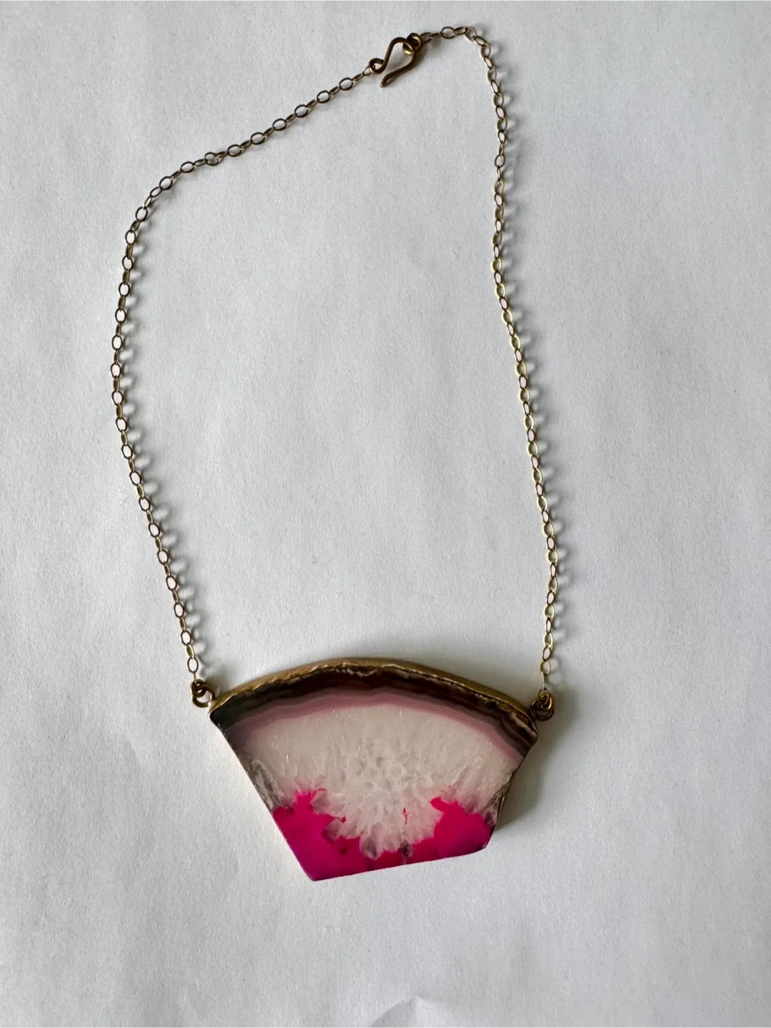 Pink Agate Slice Necklace, crafted by Lissa Bowie image indicator(6)