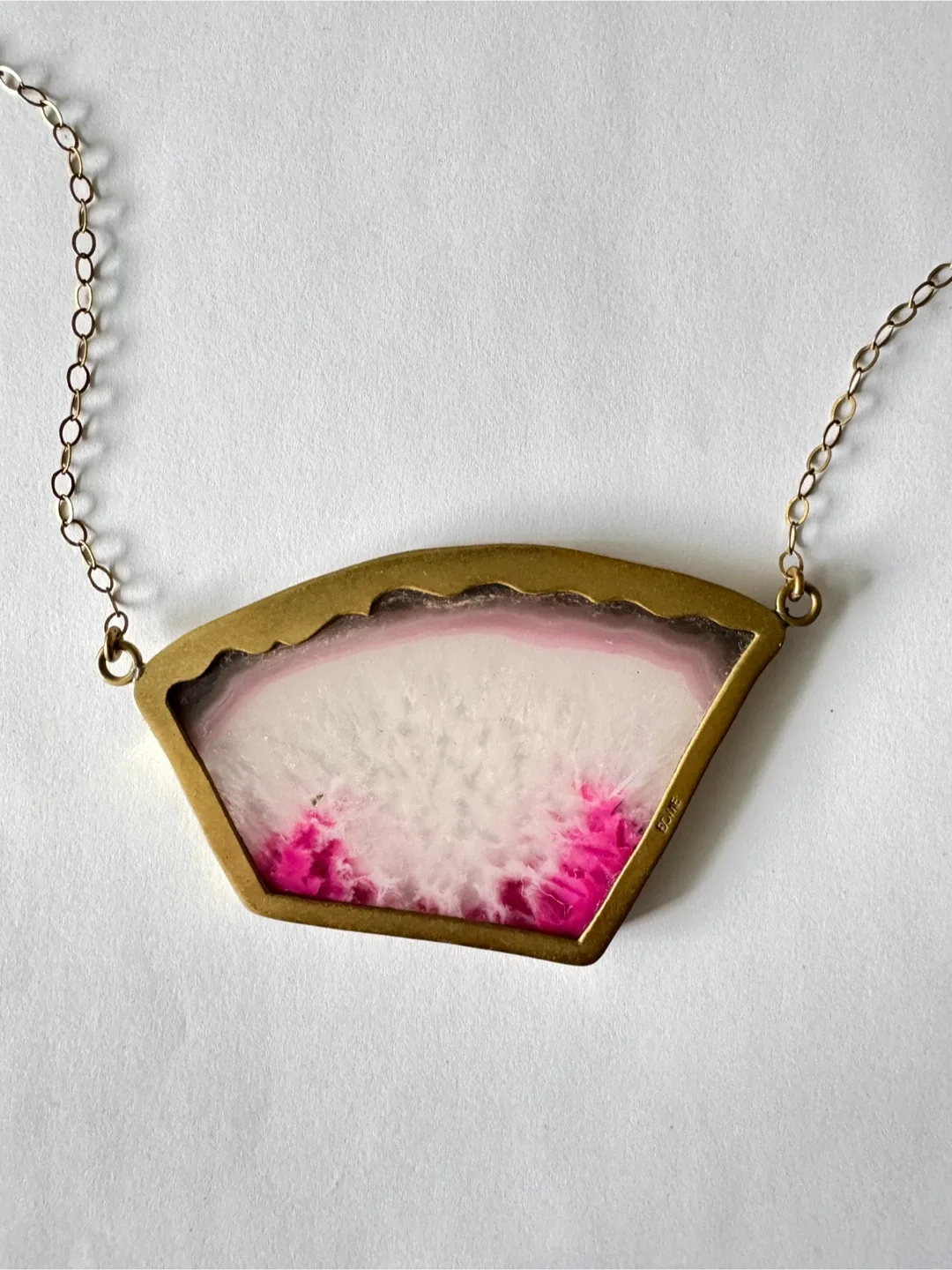 Pink Agate Slice Necklace, crafted by Lissa Bowie image indicator(3)