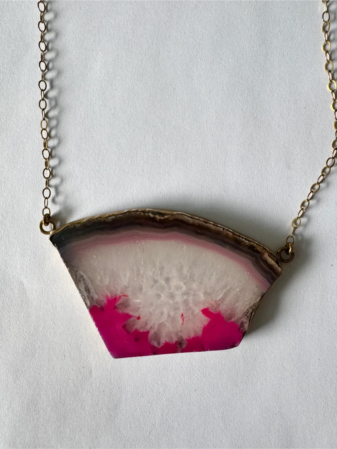 Pink Agate Slice Necklace, crafted by Lissa Bowie image indicator(9)
