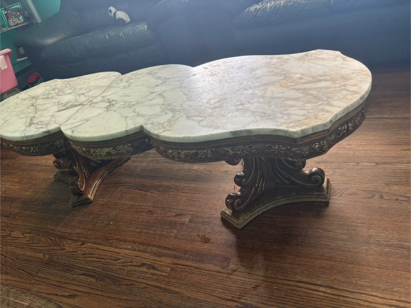 Vintage Marble Top Accent Table