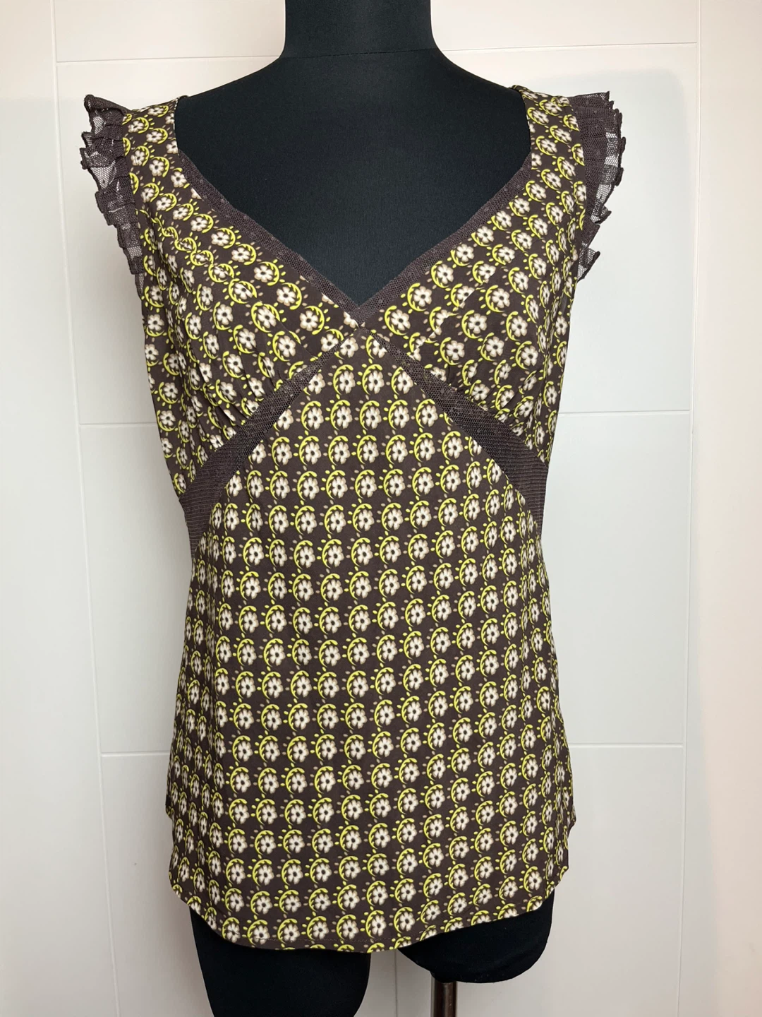 MEXX Brown Floral Print Top - Size US 6