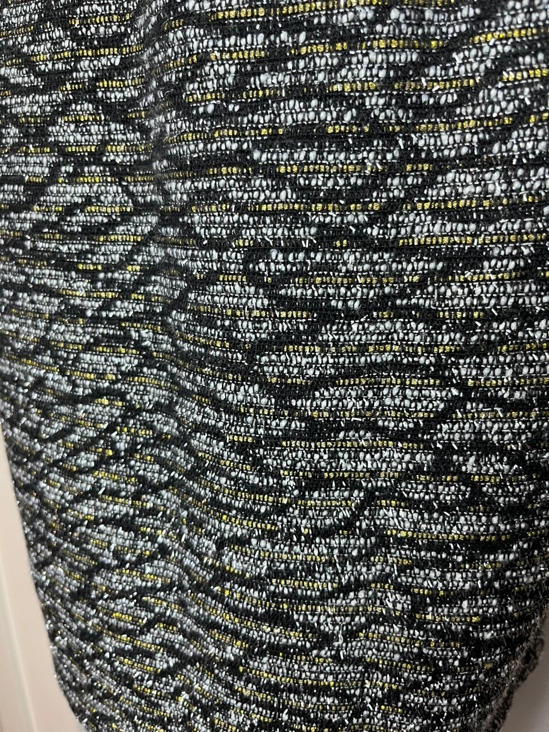 Textured Short Sleeve Top - Black, White & Gold - photo 3