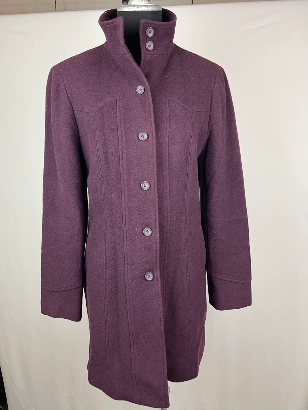 Purple Wool Blend Coat (Size Medium)