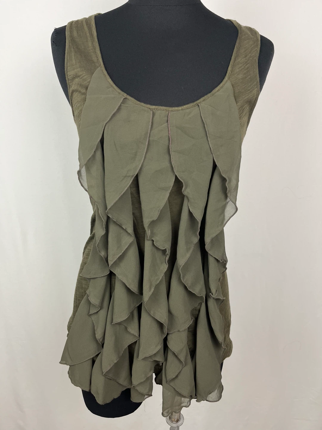 Deletta Olive Green Tank Top - Size Small