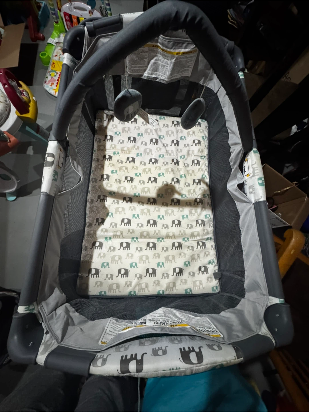 Grey playplen with Elephant Design