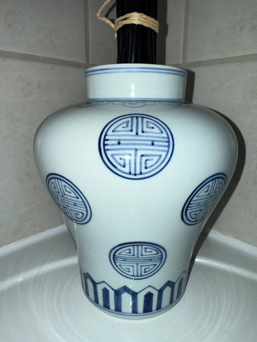 White and Blue Decorative Vase
