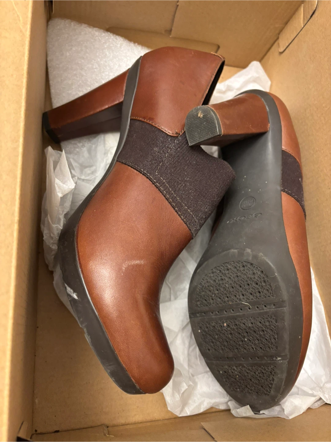 Geox Brown Leather Heeled Ankle Boots - Size 37.5 - photo 2
