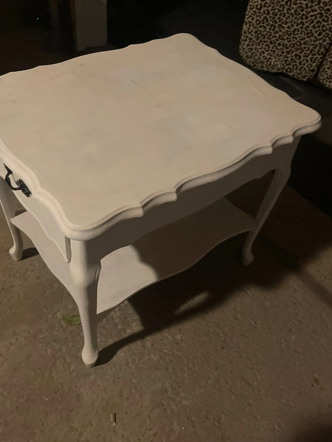 White Painted End Table with Drawer - photo 3