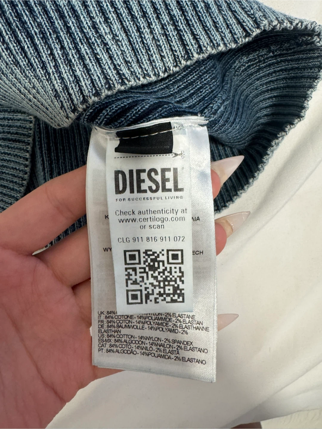 Diesel Blue Ribbed Top - Made in Italy - photo 3