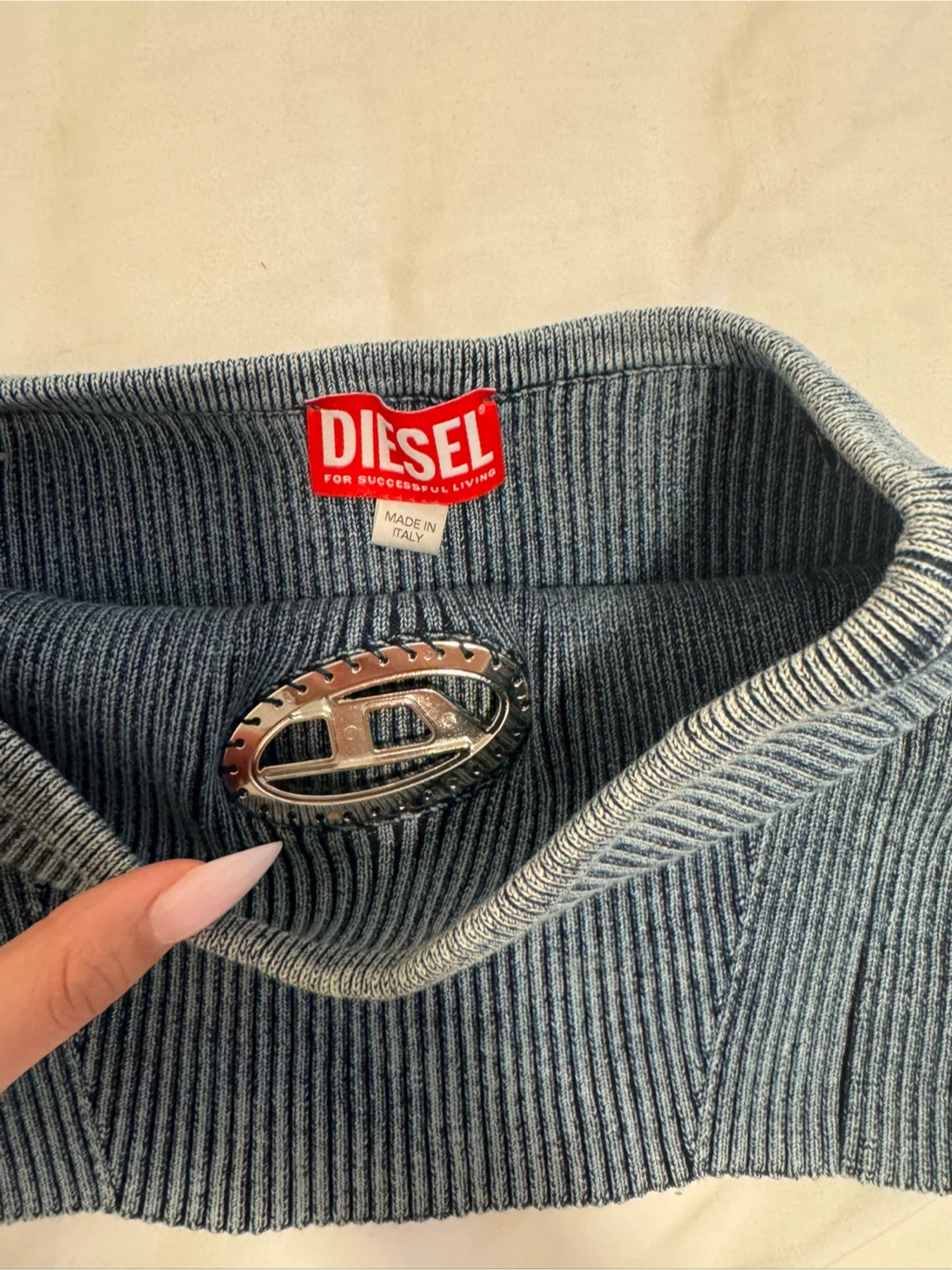 Diesel Blue Ribbed Top - Made in Italy - photo 2