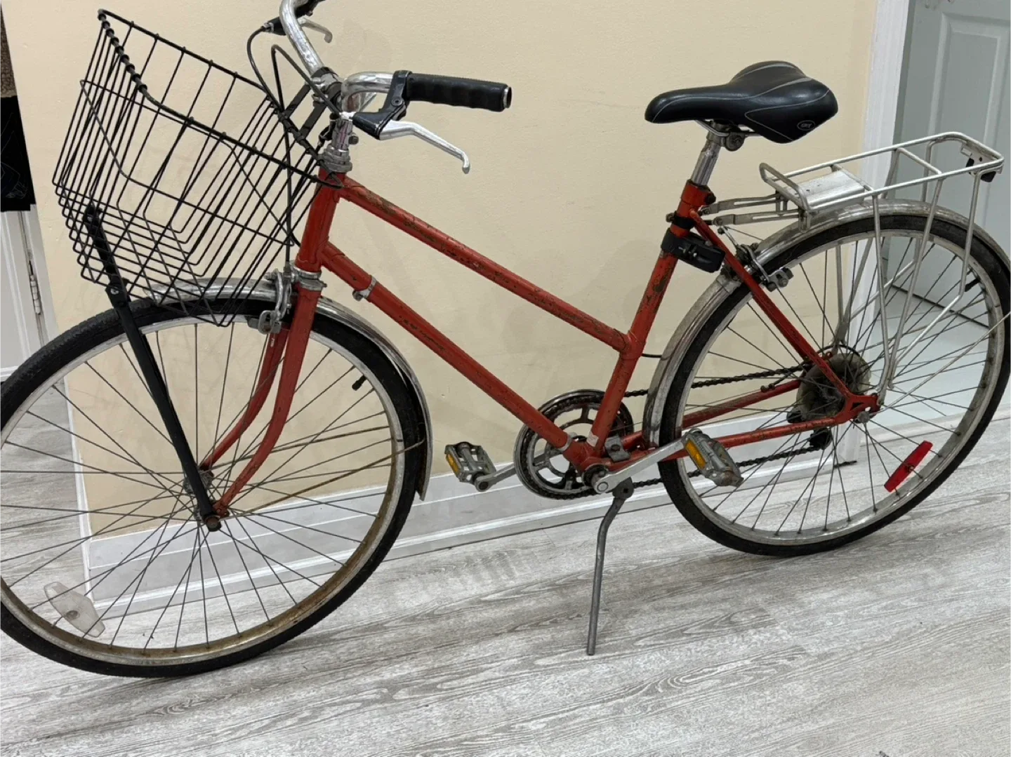 Vintage Red Bicycle with Basket