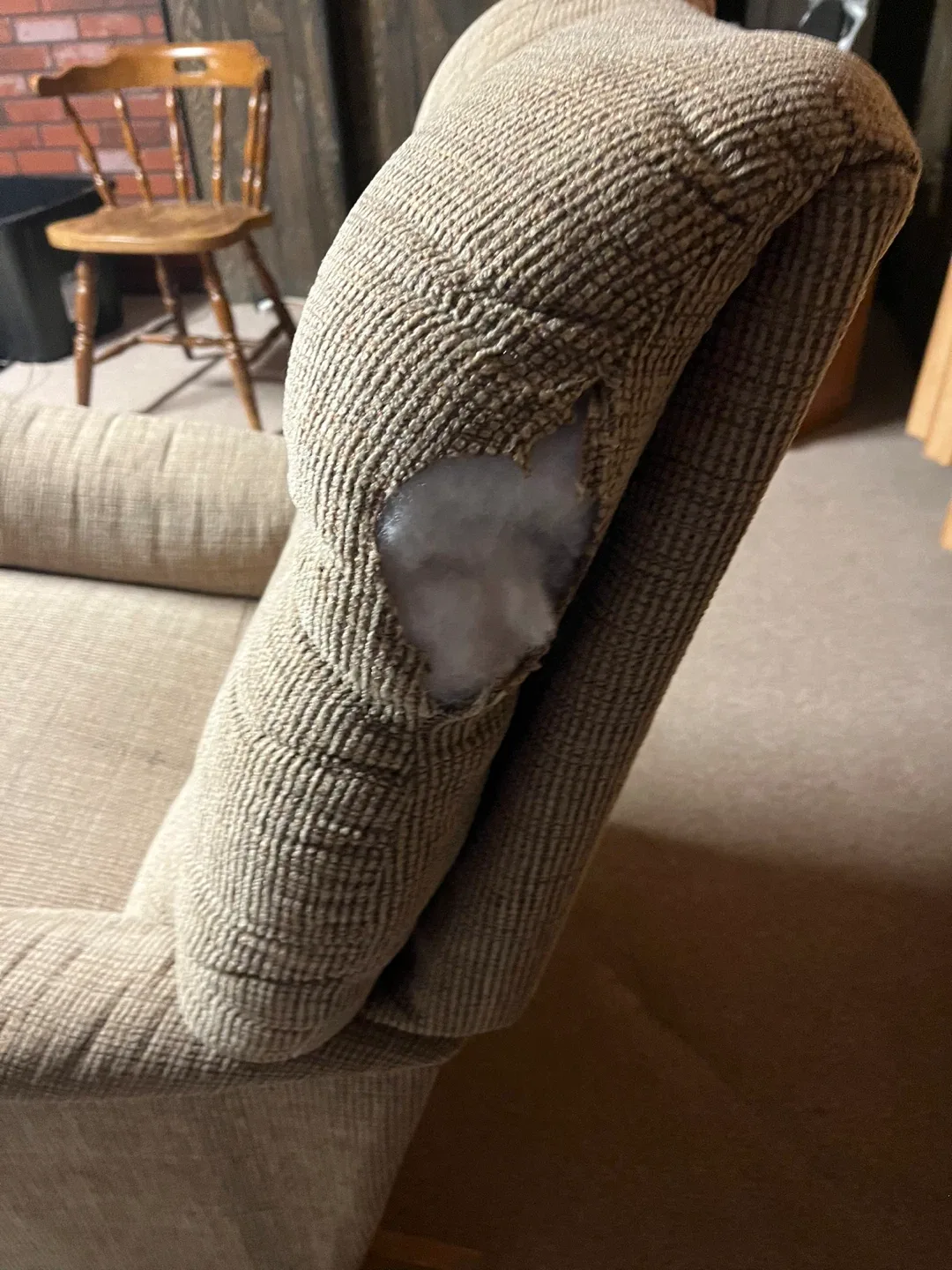 Beige Fabric Recliner Armchair