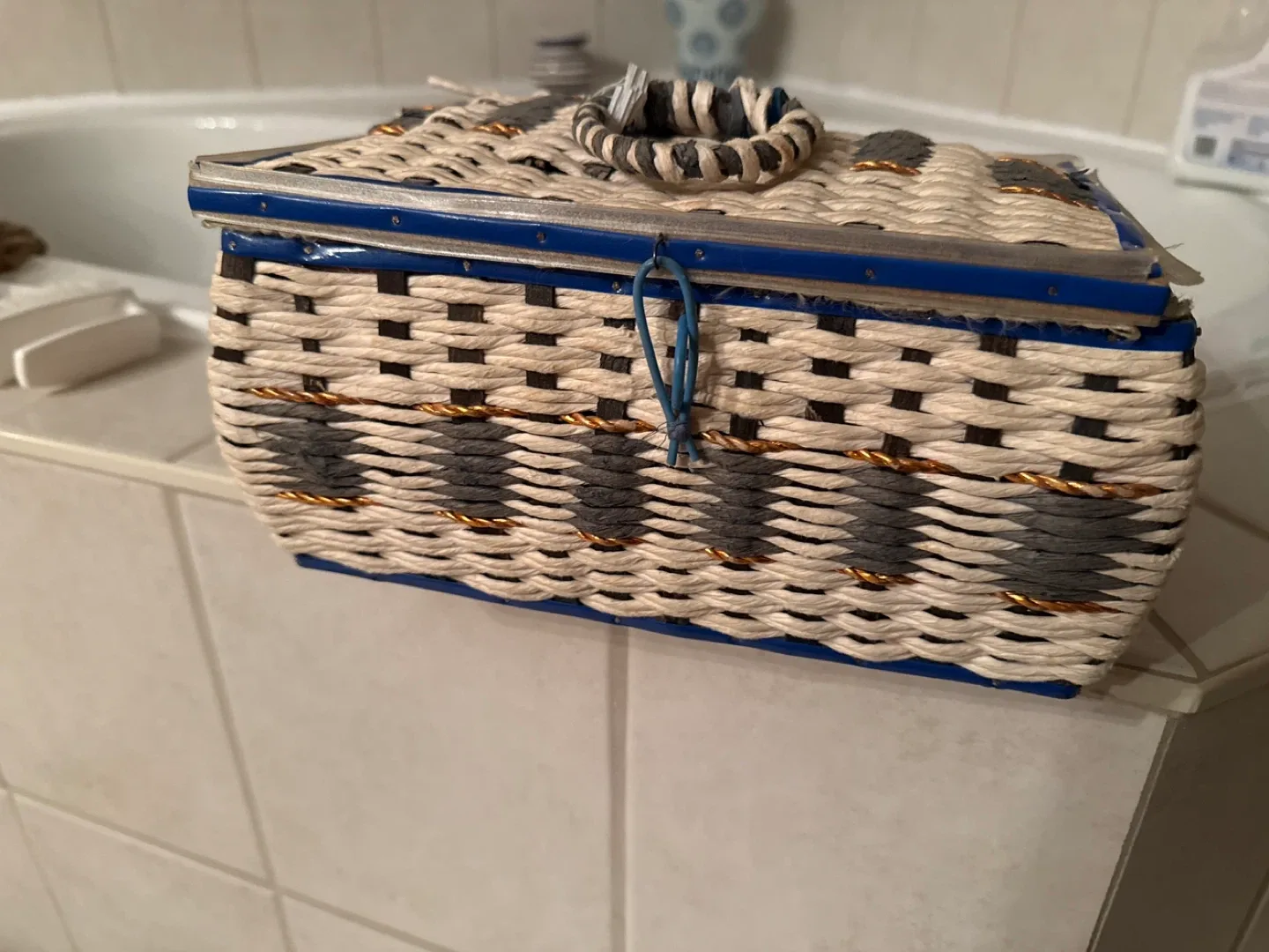 Woven vintage sewing Basket