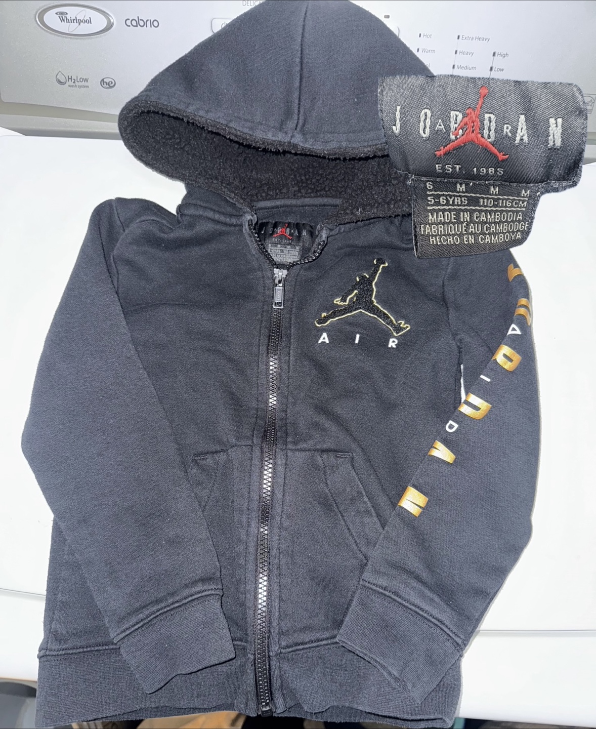 Jordan Kids' Black Hoodie, Size 5-6 Years