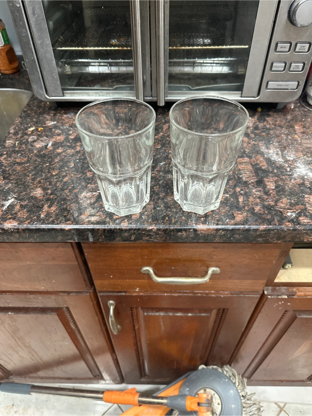 Two clear drinking glasses