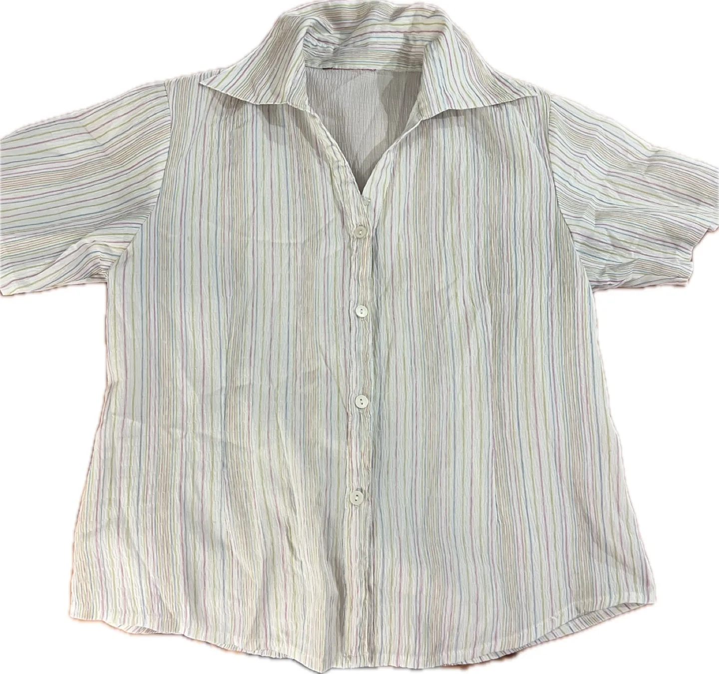 Striped Button-Up Short Sleeve Shirt