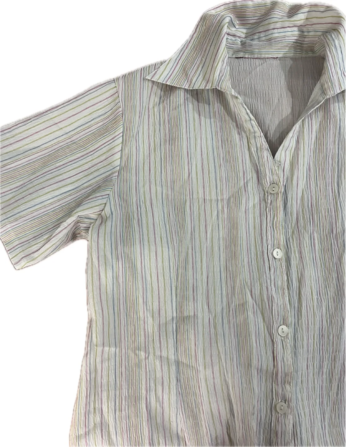 Striped Button-Up Short Sleeve Shirt image indicator(2)
