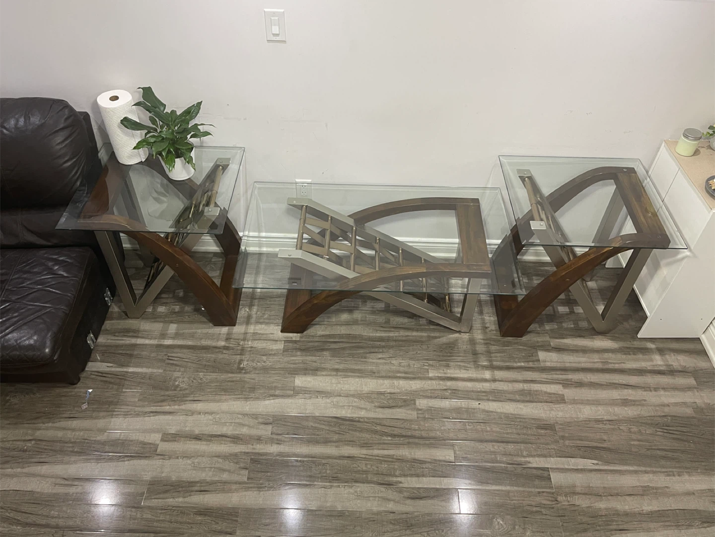 Glass Top Coffee Table + 2 side tables - photo 3