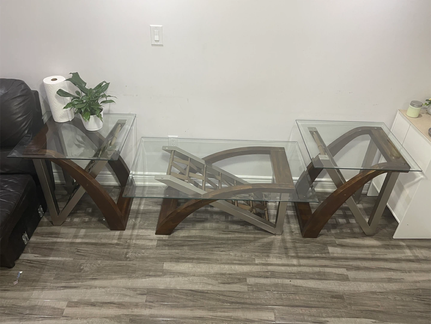 Glass Top Coffee Table + 2 side tables