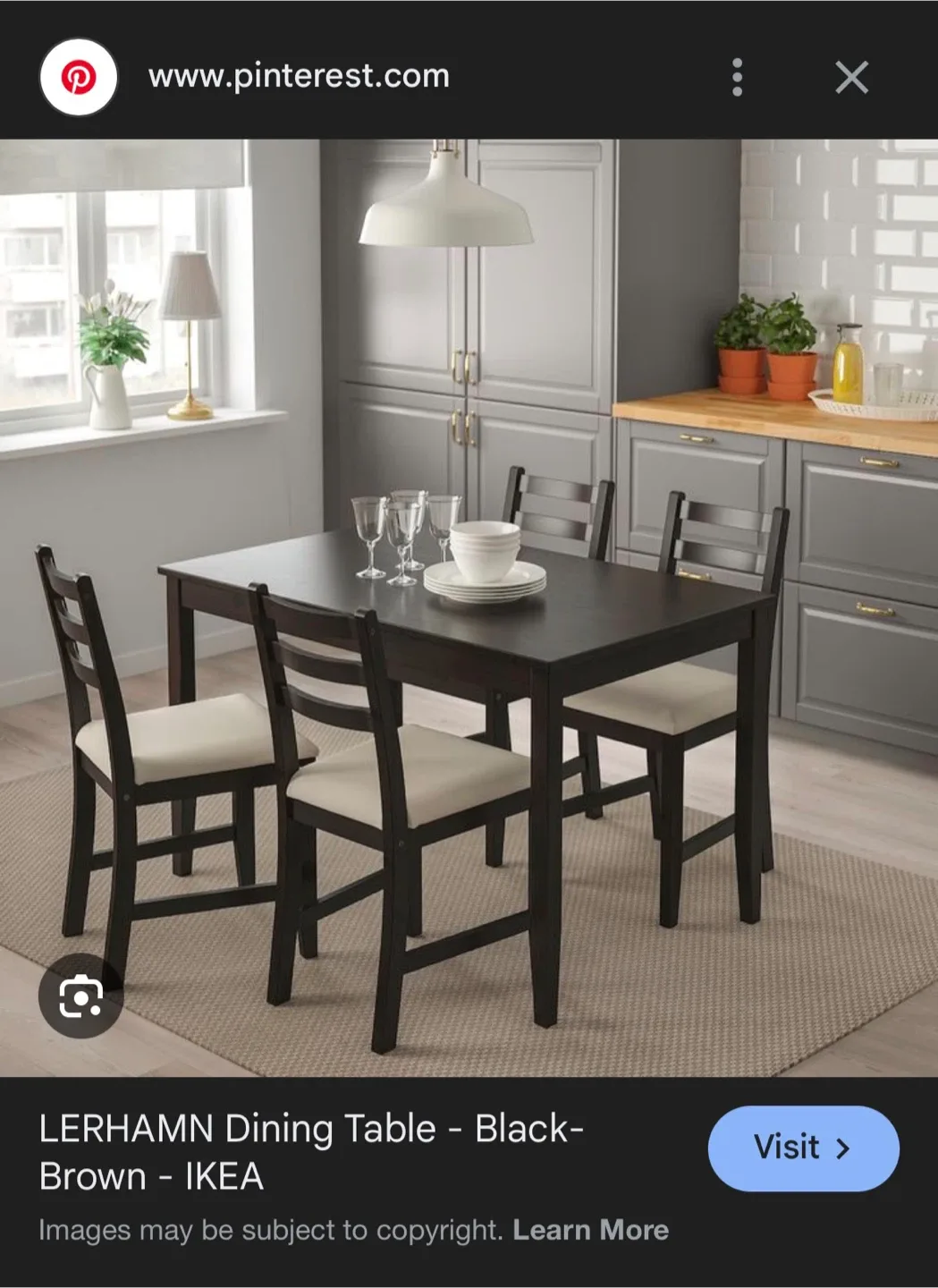 IKEA LERHAMN Dining Table + 4 Chairs image indicator(5)