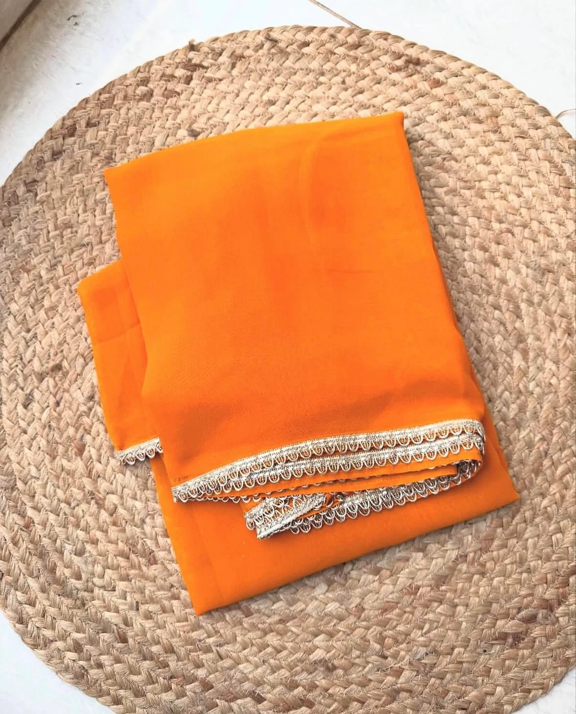 Embroidered Blouse & Orange Saree - photo 2