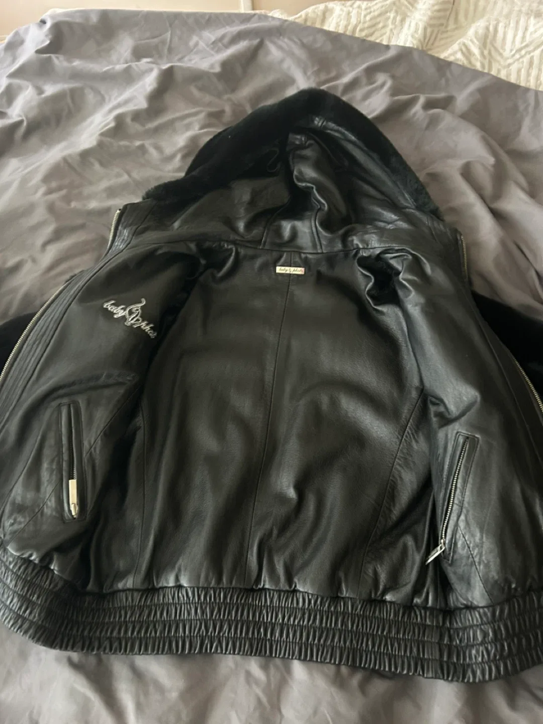 Baby Phat Black Faux Fur Hooded Jacket