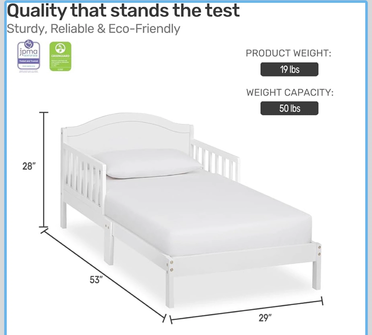 Sydney Toddler Bed - White - photo 3