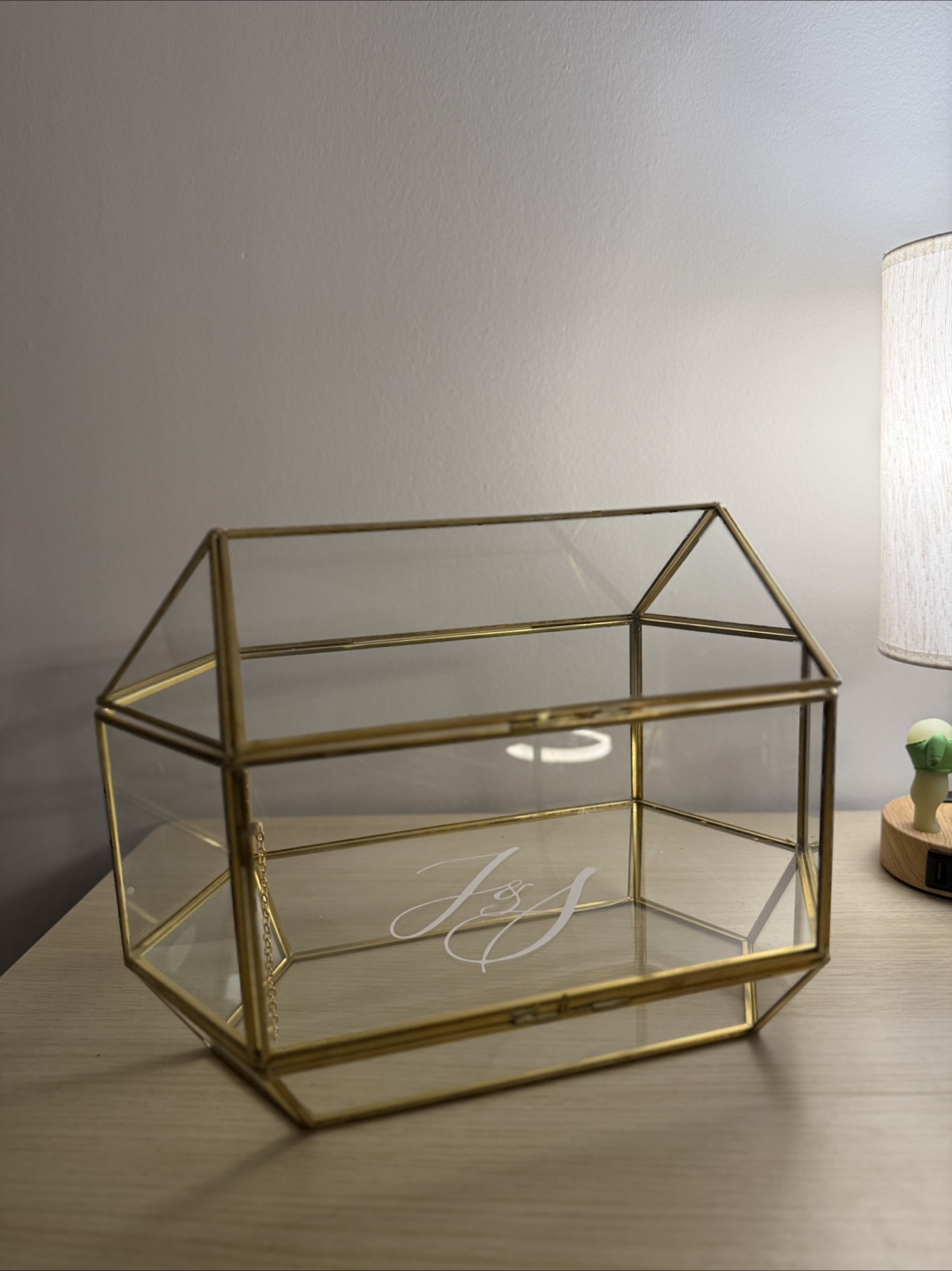 Hexagonal Gold Glass Box - photo 2