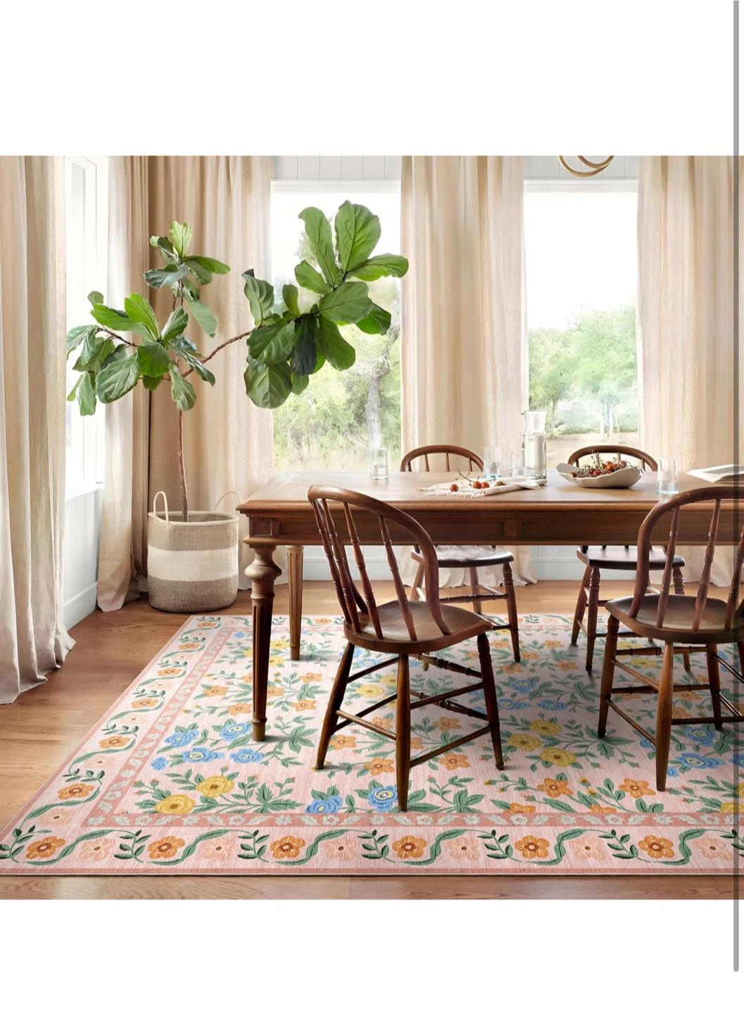 Floral Area Rug - Machine Washable 6x9 - photo 3