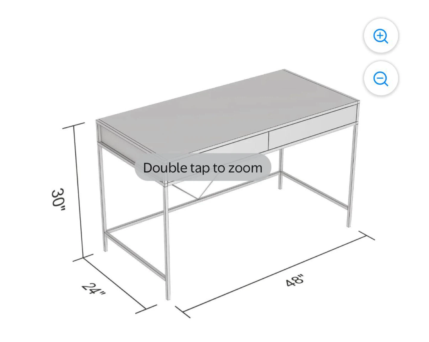 Safdie & Co. Grey Cement Computer Desk - 49L - photo 2