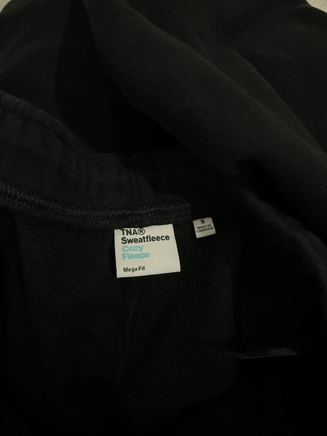 TNA Sweatfleece Cozy Fleece Mega Fit Black Pants - Size S - photo 4