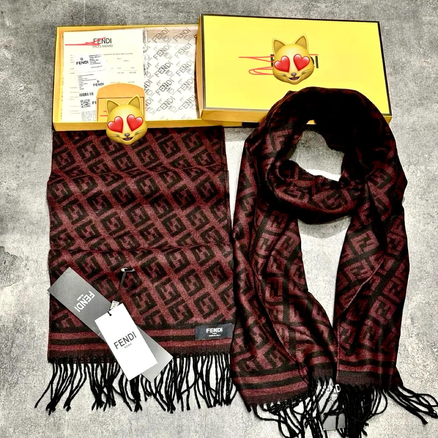 Fendi Wool Scarf with FF Motif - New with Box image indicator(2)