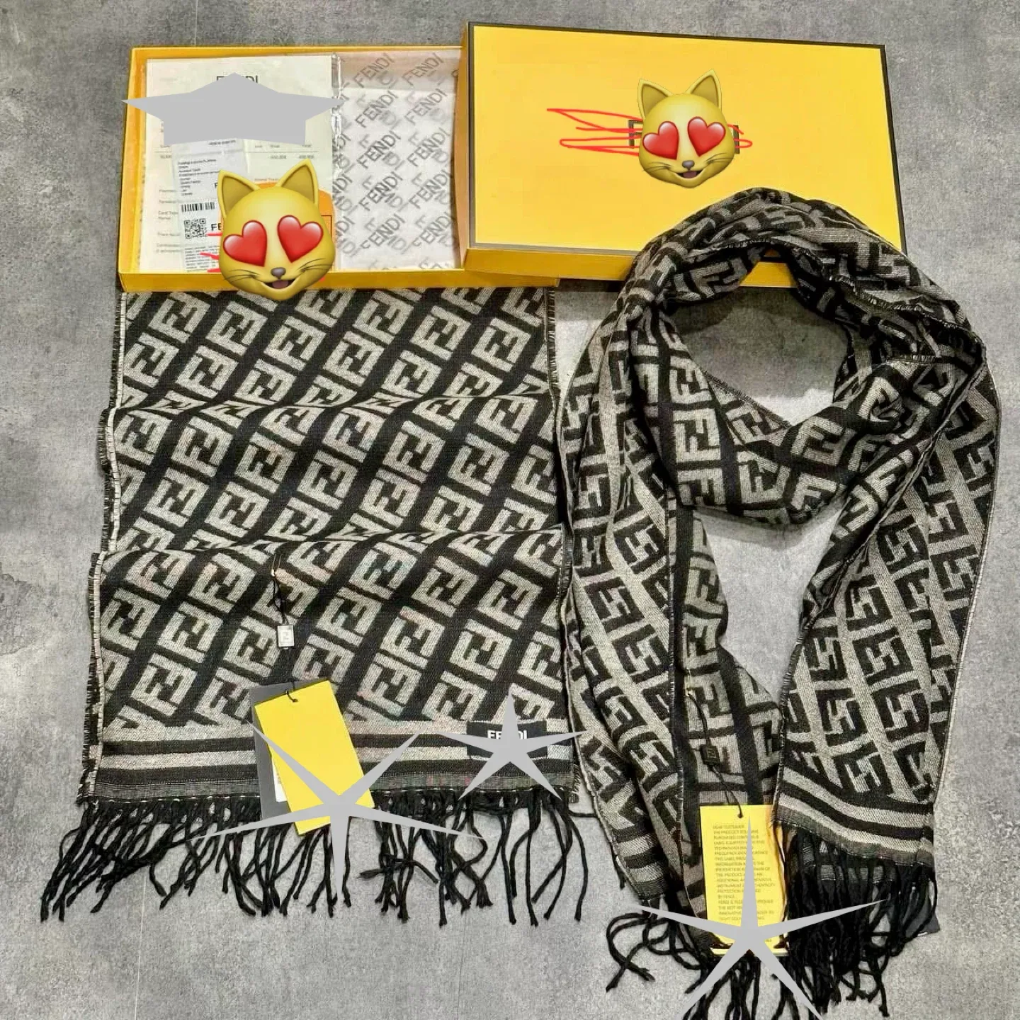 Fendi Wool Scarf with FF Motif - New with Box image indicator(4)