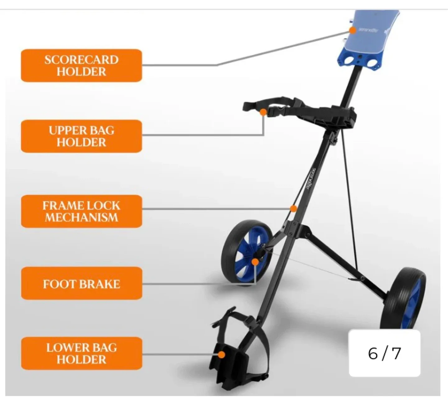 New Serenelife Foldable 2-Wheel Golf Push Cart image indicator(4)