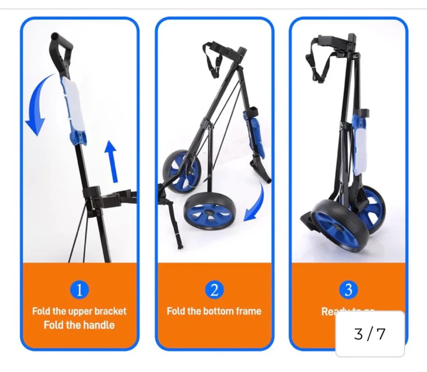 New Serenelife Foldable 2-Wheel Golf Push Cart image indicator(3)