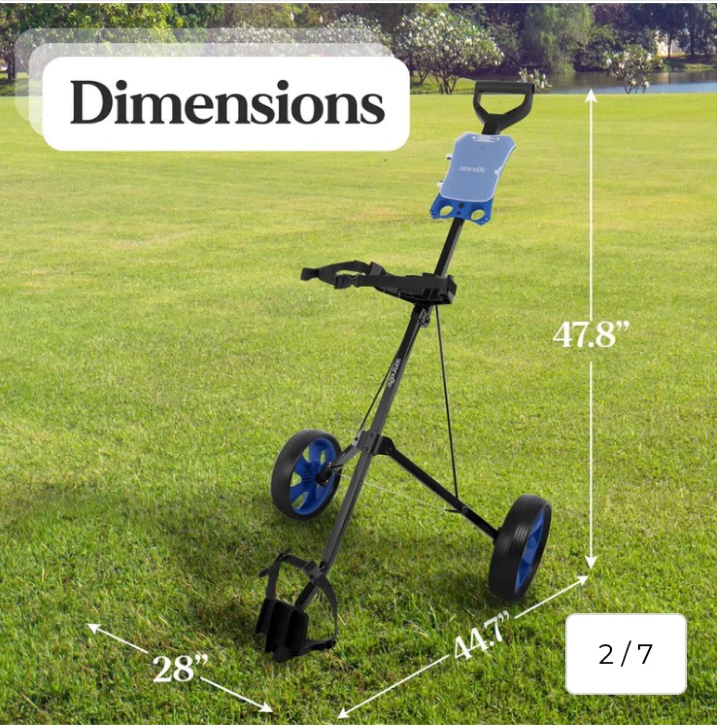 New Serenelife Foldable 2-Wheel Golf Push Cart - photo 2