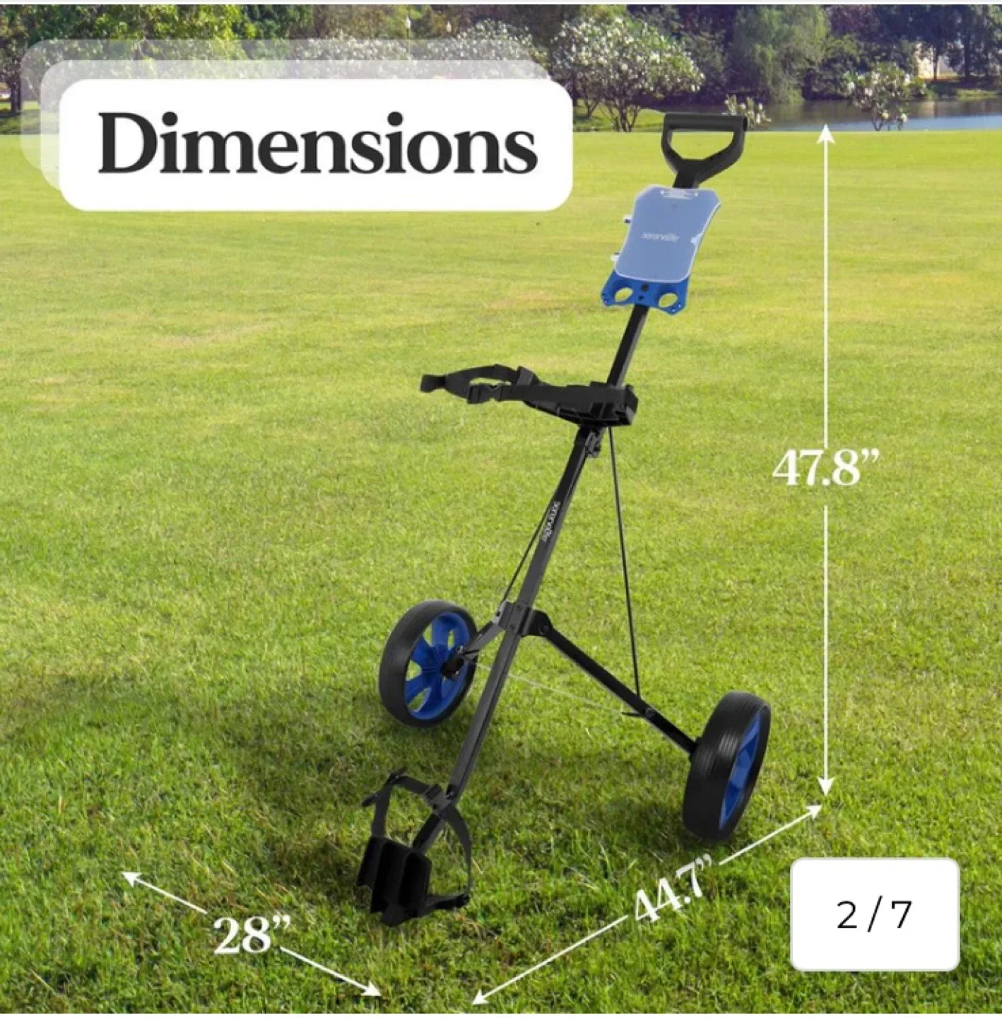 New Serenelife Foldable 2-Wheel Golf Push Cart image indicator(2)