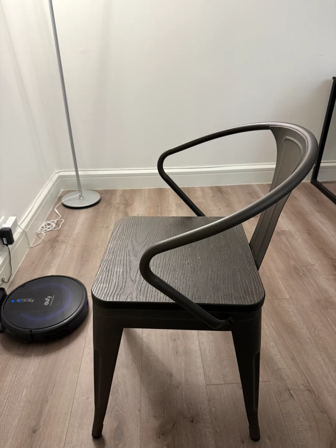 2 Units/Metal Frame Chair with Wood Seat