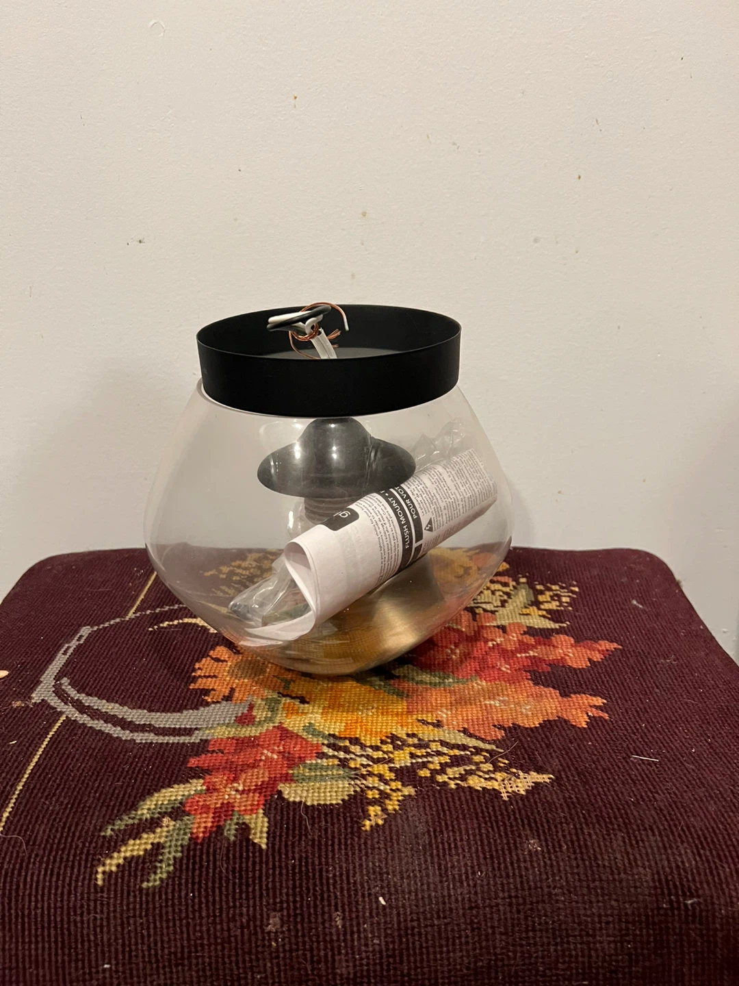 Clear Glass & Black Ceiling Light Fixture