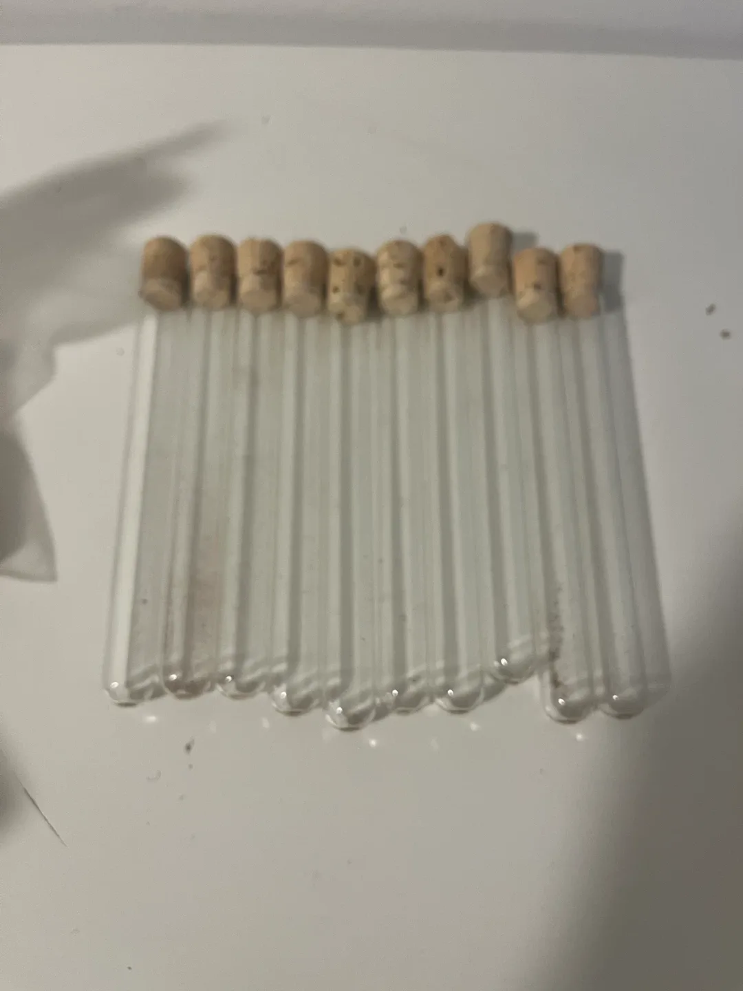 20 Small Glass Tubes with Cork Stoppers with metal stand thumbnail