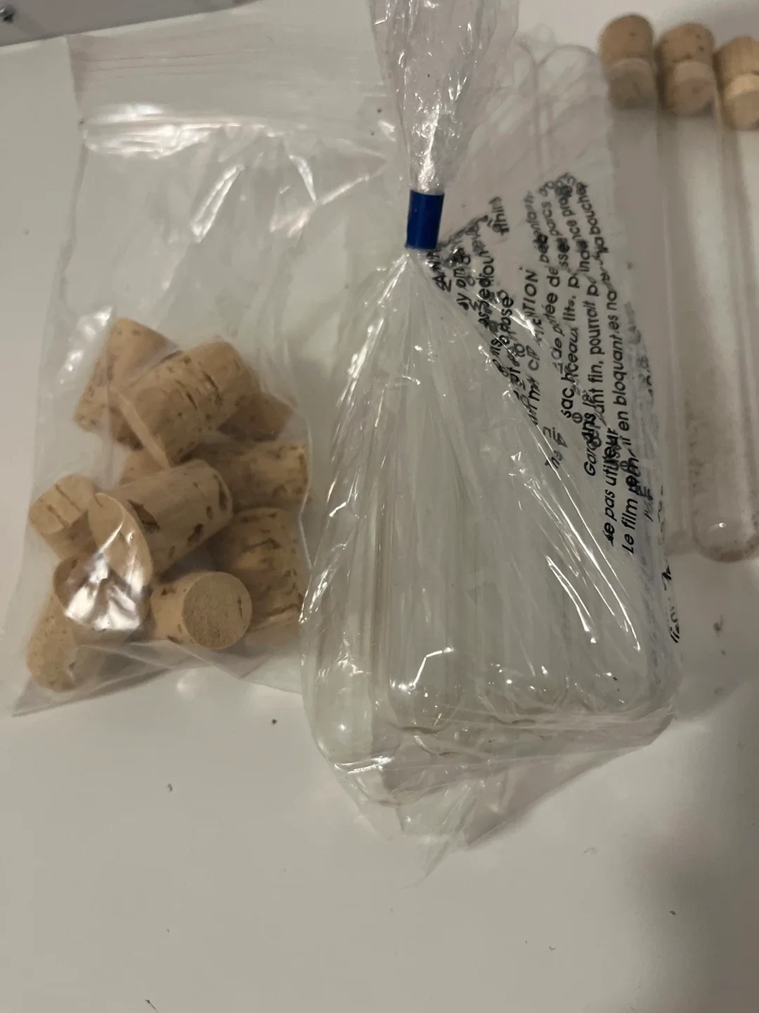 20 Small Glass Tubes with Cork Stoppers with metal stand image indicator(3)