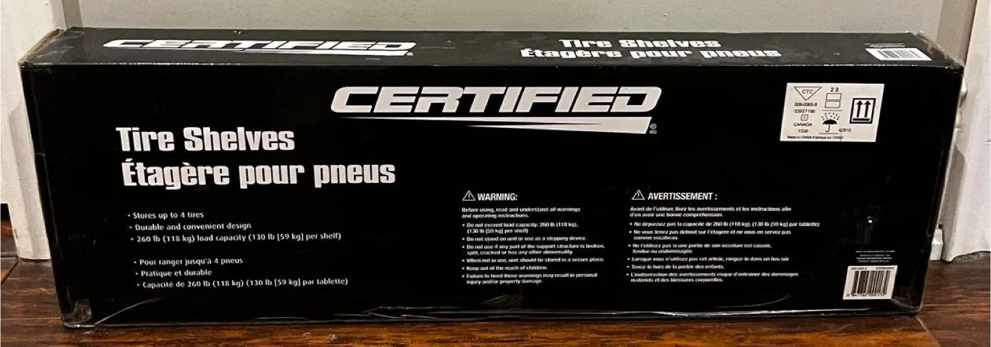 Certified Tire Shelves - New in Box