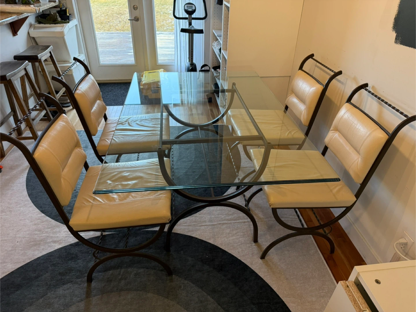 Glass Top Dining Table with 4 Leather Chairs - photo 2