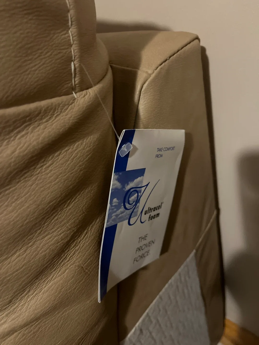 U shape Tan Leather Sectional Couch with Ottoman image indicator(8)