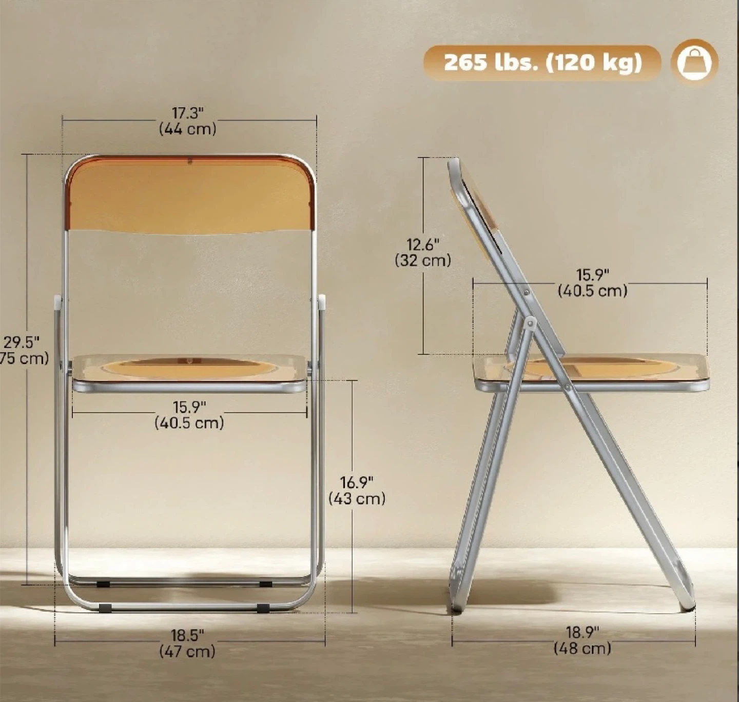 HOMCOM 4 Acrylic Foldable Chair - photo 4